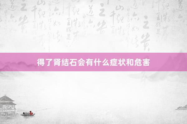 得了肾结石会有什么症状和危害
